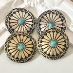 コンチョ ターコイズ シルバー＆ゴールド ラウンド 約2.5cm×4個