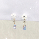 雨降り白花イヤリング 【☆送料無料☆】