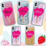 名入れ可能♩いちごアイス グリッターケース iPhoneケース オリジナルケース ハンドメイド カスタムケース  オリジナルスマホケース ピンク