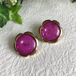 【SALE】ヴィンテージアクリルボタン ゴールド×パープルピンク 26mm 2個セット