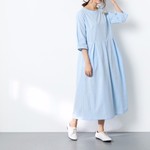 コットンリネン　ウェストタックワンピース ♪オーダーサイズ可