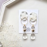 雫に閉じ込めた紫陽花×クリアビーズのピアス/イヤリング