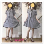 グレーのきちんと感ありのボウタイワンピース💖かわいい。デート♥️