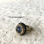 小さなアンティークボタンリング✳︎Black Navy✳︎