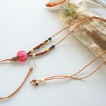 輸入ガラスのウクレレネックストラップ ★レッドピンク★