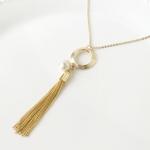 circle×tassel long　necklace　