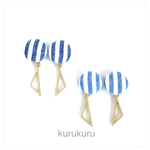 ボーダー柄　くるみボタンピアス【樹脂ピアス・イヤリング可】
