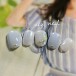 透明感♪爽やかブルーのシェルフラワーネイル♡デート／シンプル／夏ネイル／浴衣