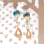 唐草ビーズのピアス＊しずく