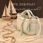 白×紫陽花色タイダイ ズパゲッティ  鋲つき底板使用トートバッグ