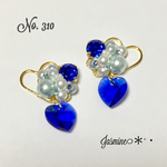 スワロフスキービジューのダブルハートピアス♡