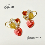 スワロフスキービジューのダブルハートピアス♡