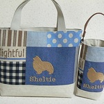 Delightful♪　シェルティ　シルエット刺繍入り　ミニバッグ＆ミニペットボトルカバー
