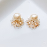 《flower》コットンパールとお花のピアス【イヤリング可】