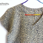 【訳あり】Khadi 草木染め ブロックプリント ワンピース ぐるぐるイエロー