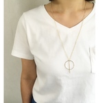 circle×bar　long　necklace