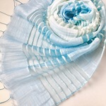 訳あり品三色の透かし織 ＊白藍色×水色＊ コットンシルクショール