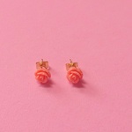 【再販】薔薇コーラル(珊瑚)のスタッドピアス