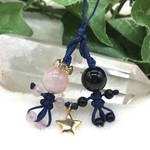 【オーダー品】しあわせのおまもりハッピーナ☆ダブル＜ローズクォーツ×ブラックトルマリン＞