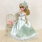 【送料無料】リカちゃん♡ドレス♡薄グリーン×白レース