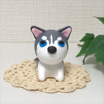 ころころ犬 シベリアンハスキー 粘土細工の置物［インテリア 飾り］ 