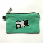 刺繍 ICカード入れ パンダ車掌 白黒GO