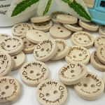 【#327】30個　15mm ボタン 手芸 ウッド　丸　Handmade