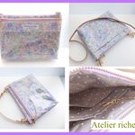 【新作】LIBERTY 　Tatum　テイタム　18L　ビジューチャームの多機能おでかけポーチwファスナー・クリアポケット・本革ストラップ付き　◆キーチェーン・中布・内ポケット・内クリアポケット