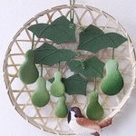 ちりめん  六瓢箪&雀 篭壁掛け