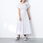  コットンリネン　ギャザー　ロングワンピース ♪オーダーサイズ可