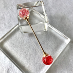 再販5。レースフラワーとパールのヘアバトン(レッド＋ピンク)