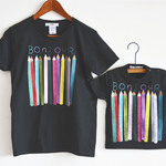 親子お揃いＴシャツセット”色えんぴつ” Tシャツ ベーシックタイプ 親子おそろいコーデ　ブラック