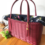 No7ベリー色のかごバッグに花柄の内袋