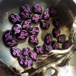 vintage  【2コずつ販売】made in  germany lucite tear フラワーインレイ ジェットブラック/ヴィオラ