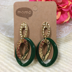 グリーン×ゴールドの大ぶりピアス♡