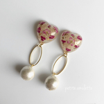 【大人気】28 アリッサムとかすみ草 ピンク イヤリング ピアス