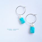 ◆Pearl&HowliteTURQUOISE◆フープピアス
