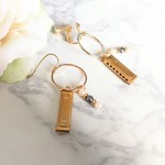 【再販】vintage★ハーモニカのフープピアス＆イヤリング＜パール×ゴールド＞