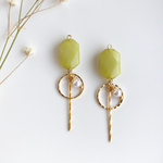 turquoise green ×gold twist round & stick ピアス／イヤリング