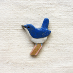 コルリのブローチ　野鳥（マグネット変更可）