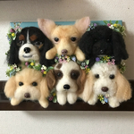 額縁犬6匹オーダー 羊毛フェルト