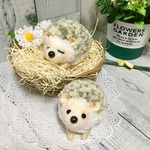はりねずみオリーブグレー☆ハリネズミぬいぐるみ2匹セット