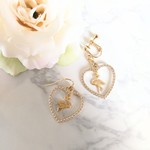 ハートとフラミンゴのイヤリング＆ピアス