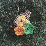 オカメインコの刺繍ブローチ