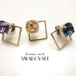 【再販】Real SWAROVSKI☆Square Series: おとなっぽいお色ｘ３