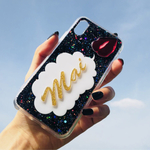iphoneX XS XSMax XR galaxy xperia AQUOS対応　POP可愛い名前いれケース