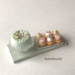 ミニチュア フラワーケーキ カップケーキ ブルー