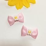 ベビーピンク×小花モチーフリボン×シンプル×無地❁︎赤
