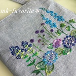 🌼N様ご予約品（ブルーの花々・手刺繍トートバッグ）です(*^^*)