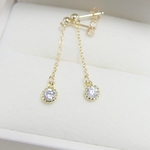 *K14GF***P39キュービックジルコニア（ミル打ち）☆ロングピアス